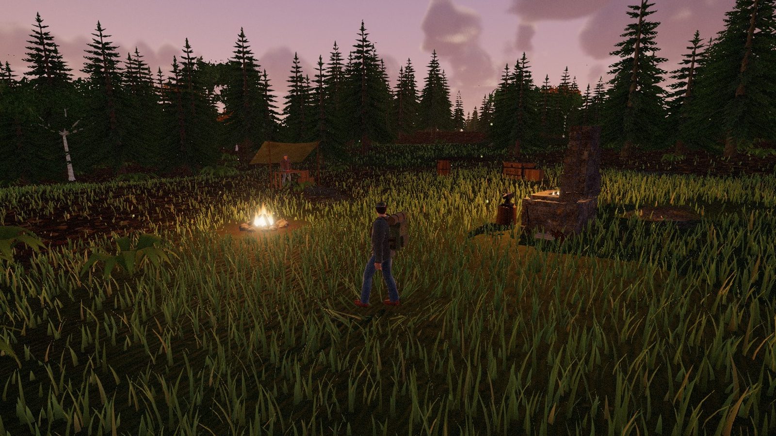 American Survivalist: The camp fire and the forge at dusk