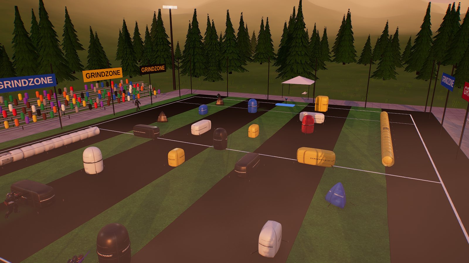 Grindzone: The speedball pitch, bunkers at real NXL sizes