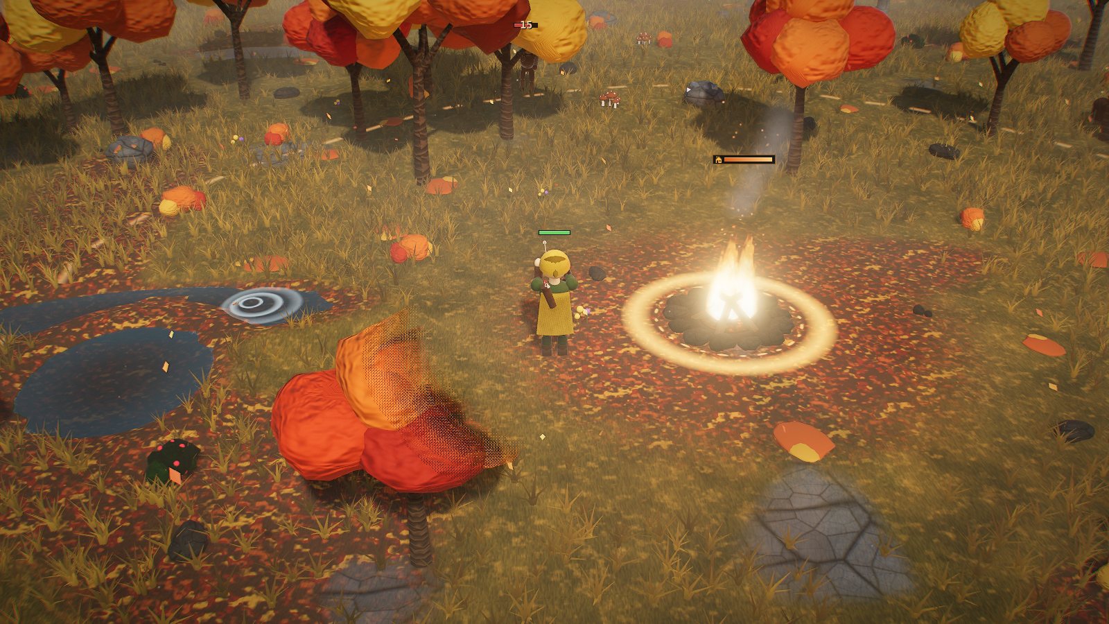 Last Ember: Amberwood in autumn, a Ranger at the fire