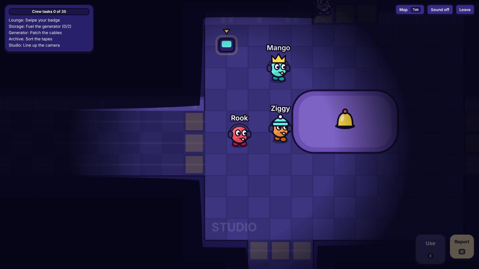 Mimic: Crew tasks in the Studio, the bell on its table