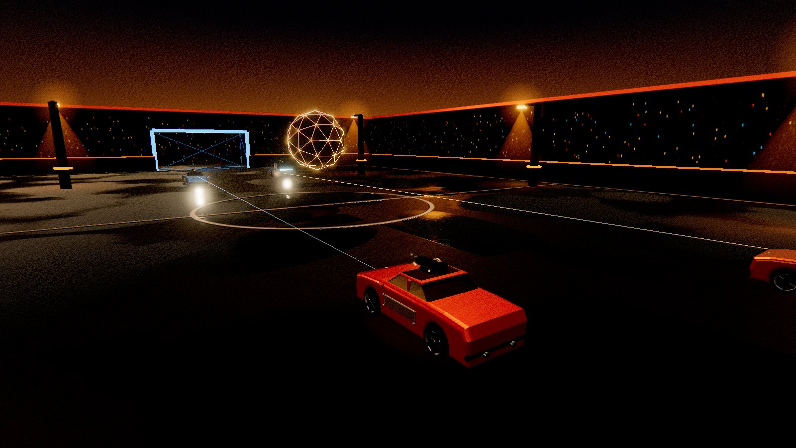 A Brawler lines up on the armored ball under the sodium lights of the CRASHBALL pitch in TOWLINE